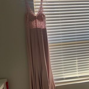 Long light pink dress